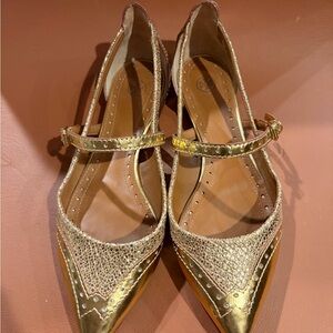 Tory Burch Gold Pointed Heels